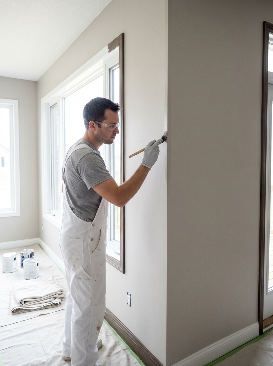 Professional painter working on a home interior